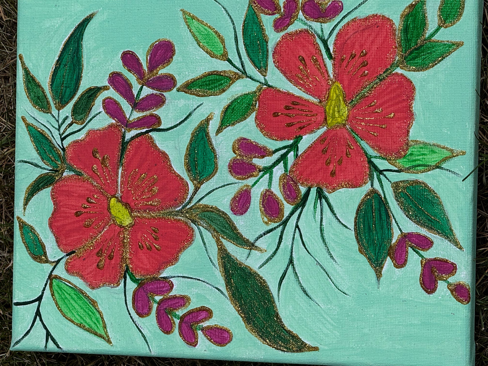 Floral canvas painting