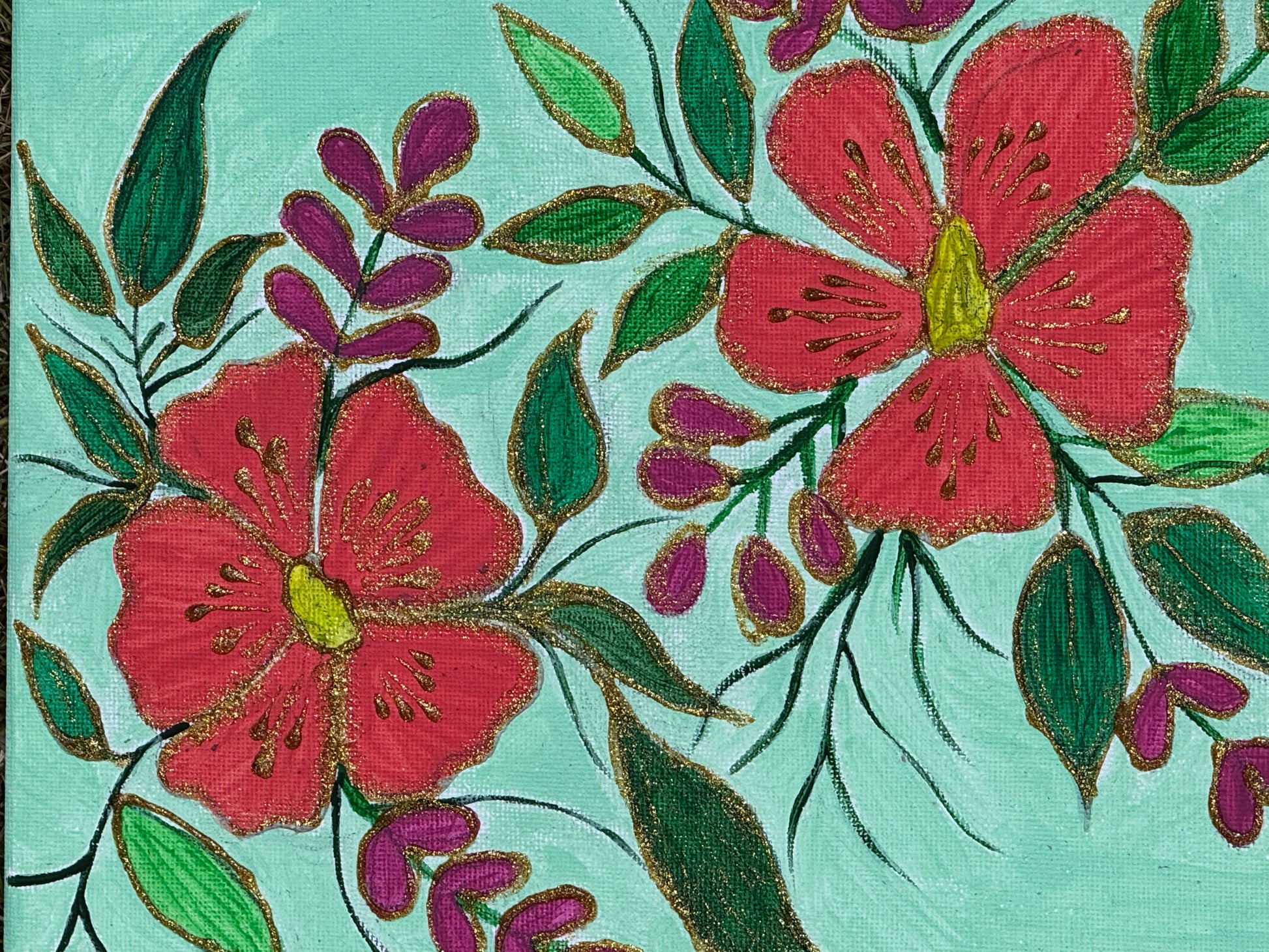 Floral canvas painting