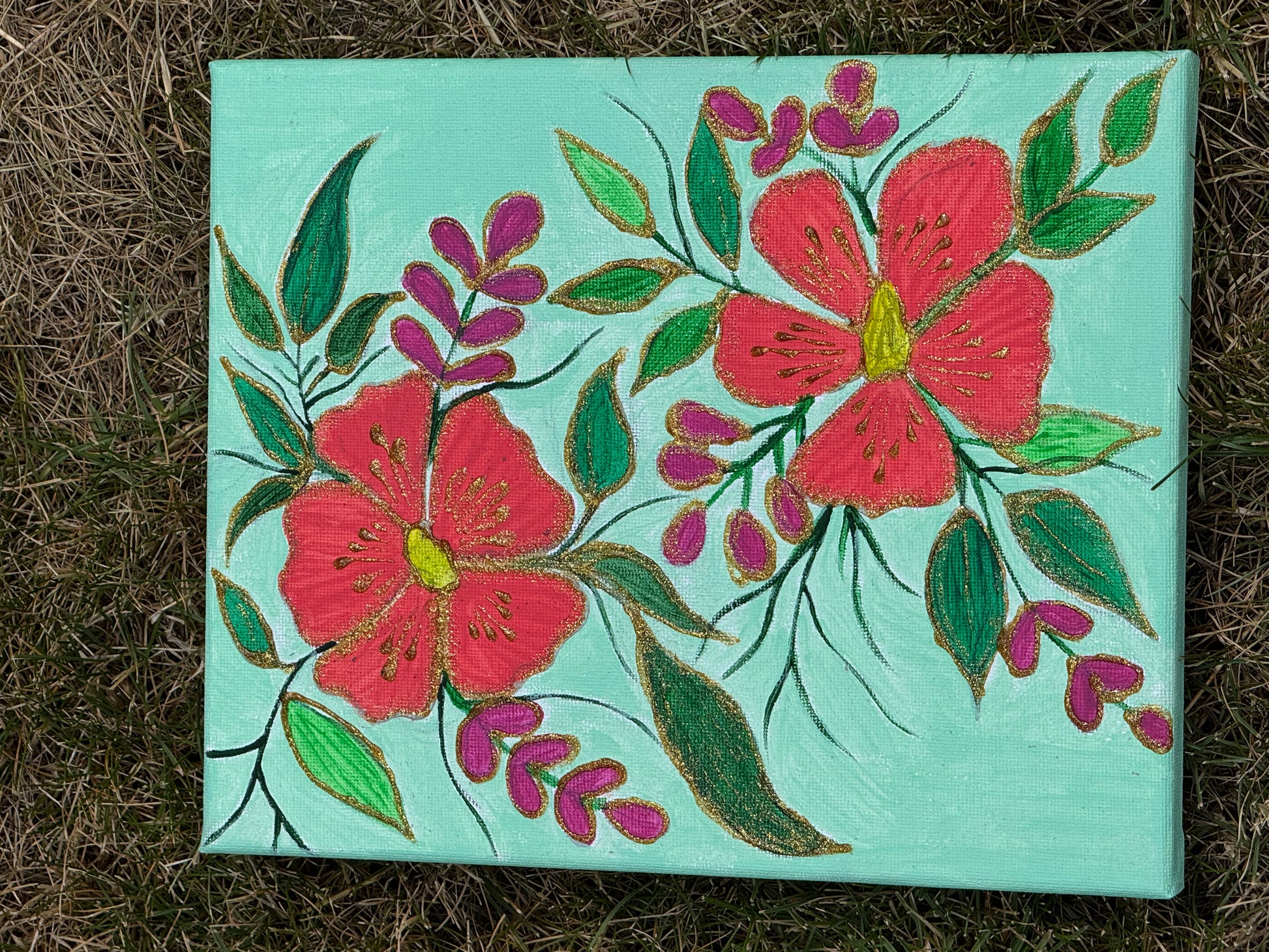 Floral canvas painting