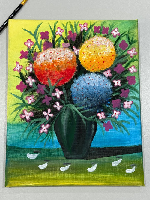 Canvas painting floral bouqet