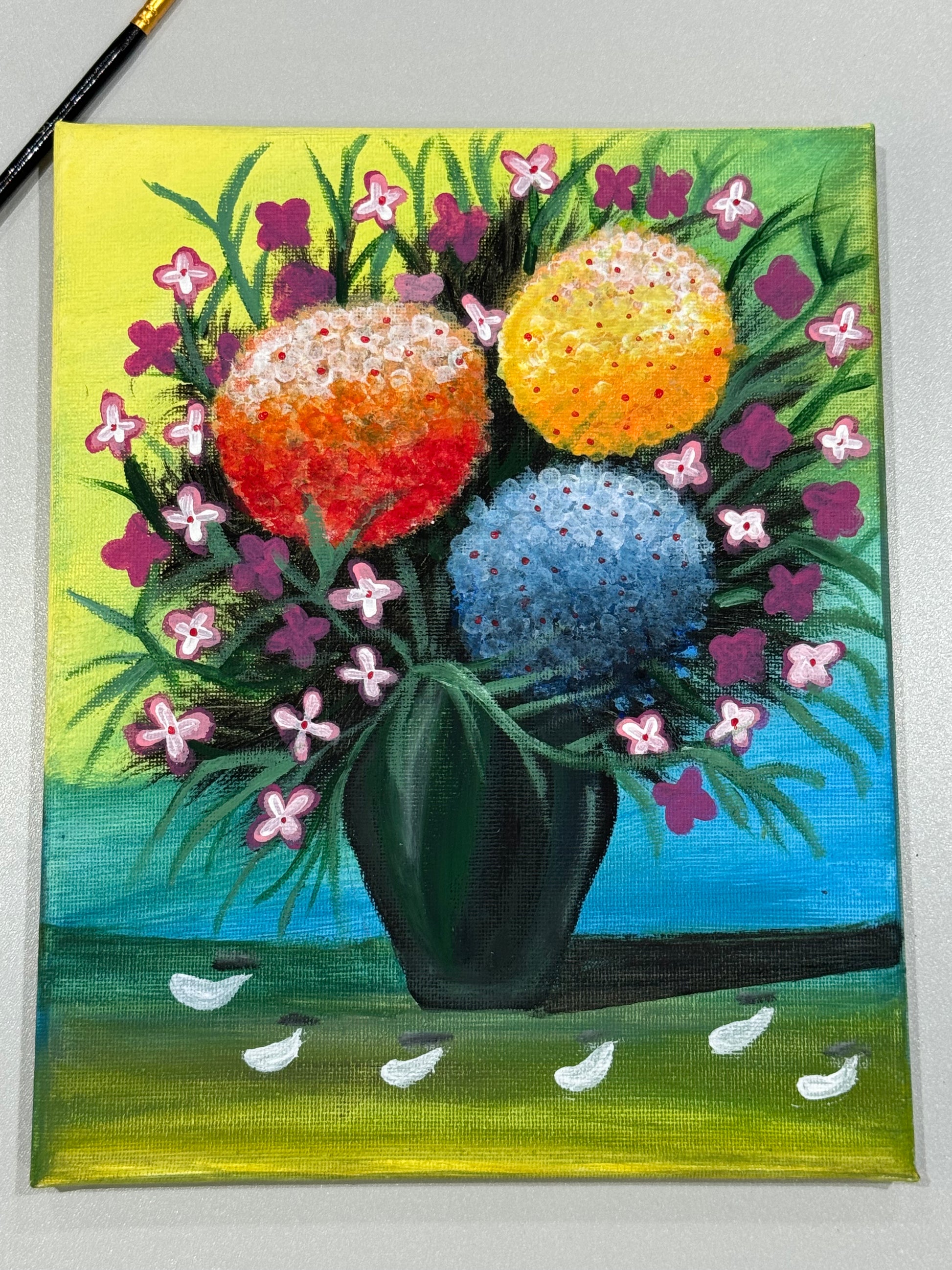 Canvas painting floral bouqet