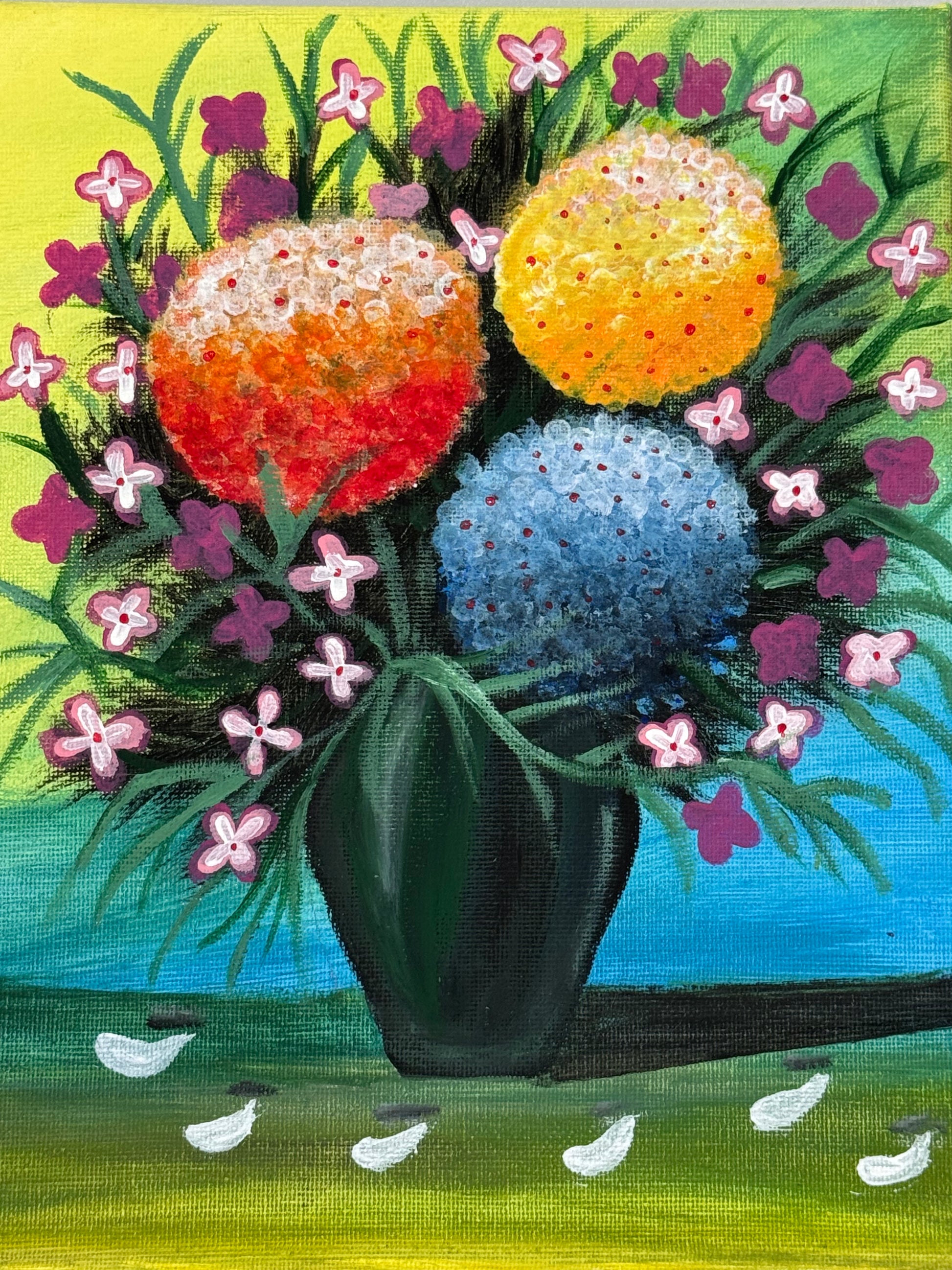 Canvas painting floral bouqet